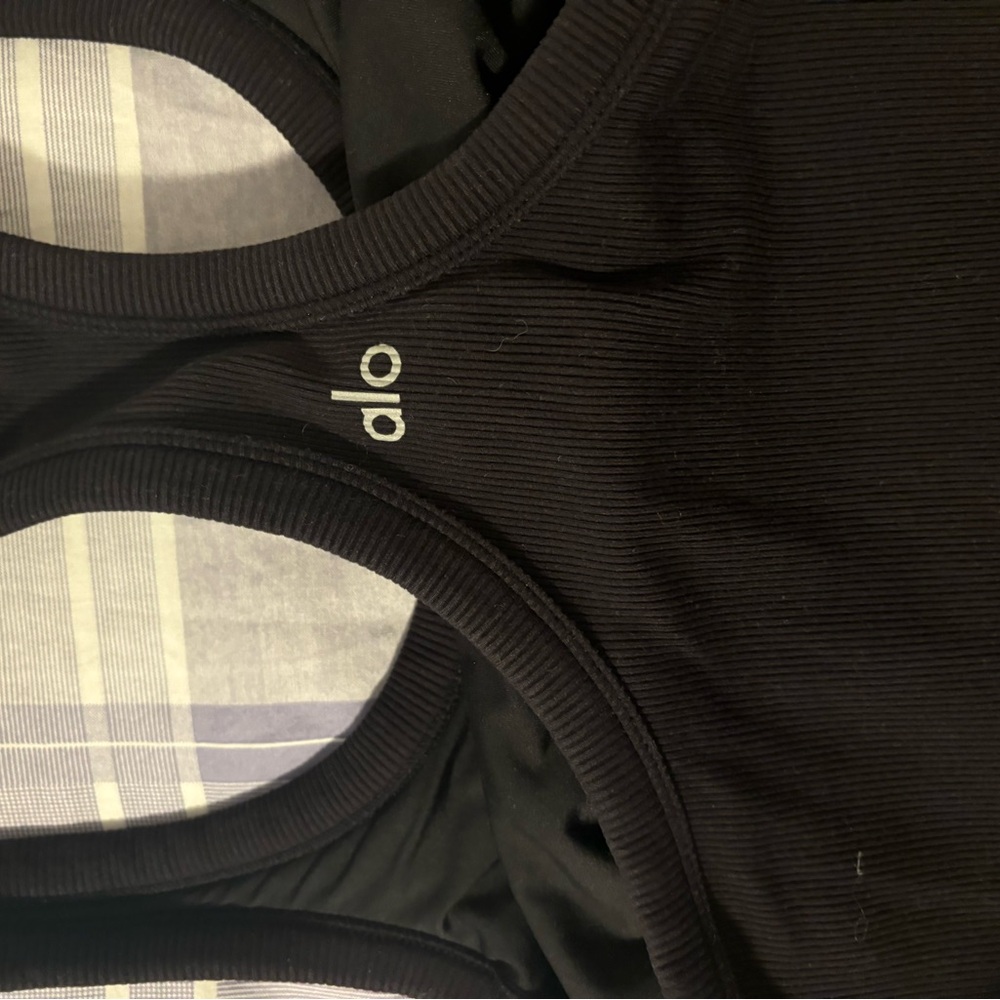Alo Black Ribbed Tank Top